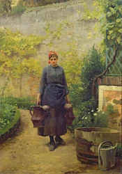 Frau mit Gießkannen